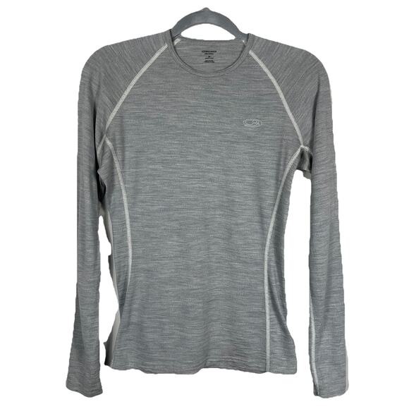 Icebreaker 100% Merino Wool Top Women M Gray Long Sleeve Base Layer Outdoor Ski - Picture 1 of 8